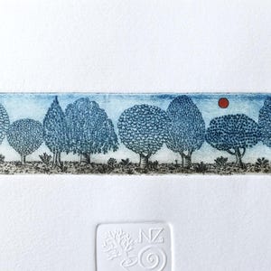 Limitierte Baumradierung: Miniaturkunstdruck, signiert und nummeriert