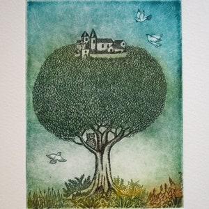 The Nest Etching: Limited Edition Handmade Print, Small Home Decor