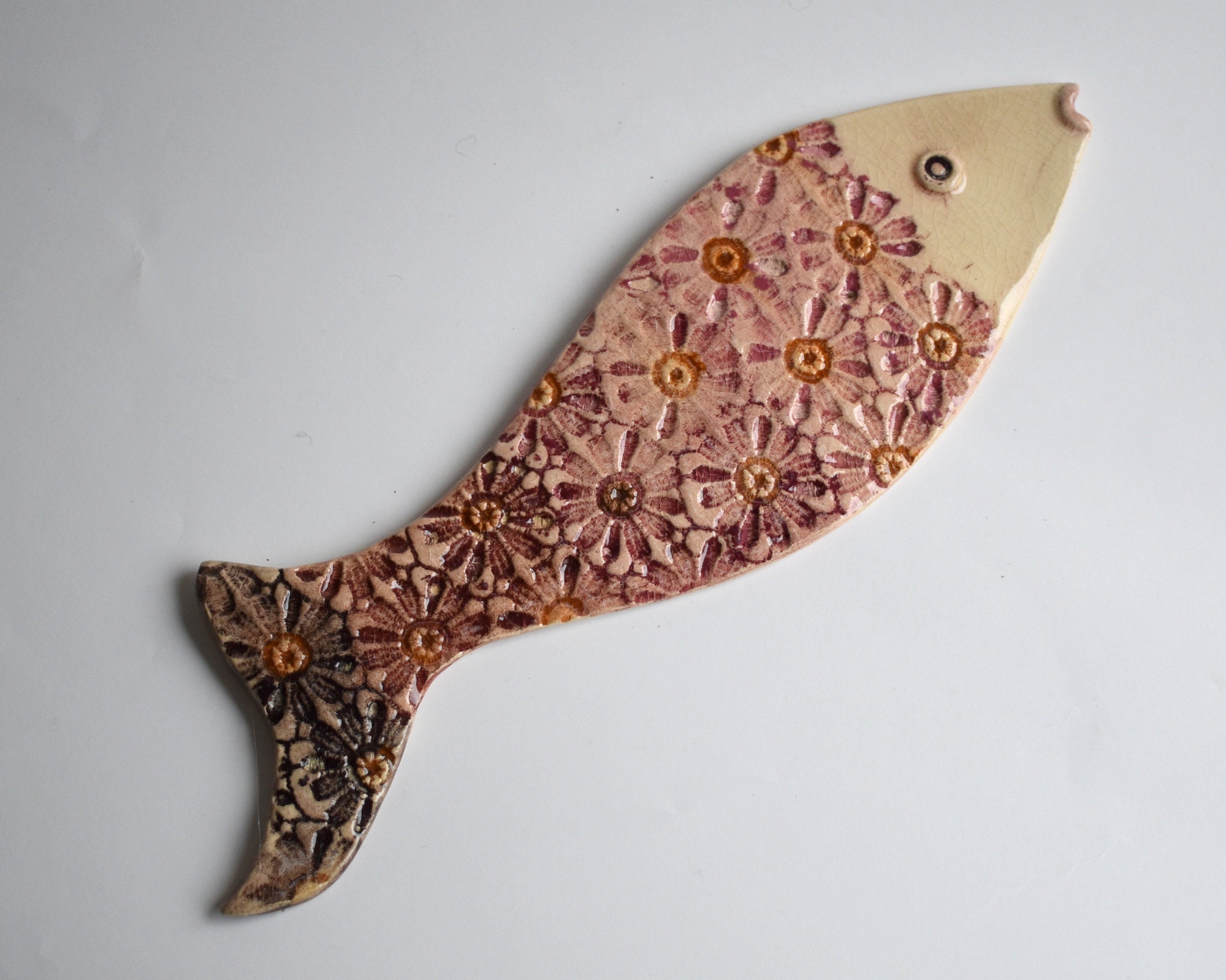 Ceramic Fish Handmade Ceramic Fish Wall Hanging Fish Garden Etsy