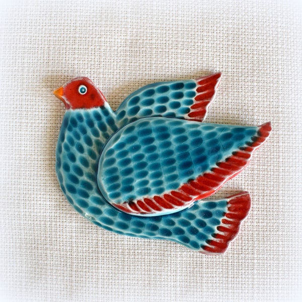 Ceramic Dove, Wall Hanging, Bird Wall Art, Handmade Ceramic Bird, Pottery Bird, Christmas Present, Housewarming Gift