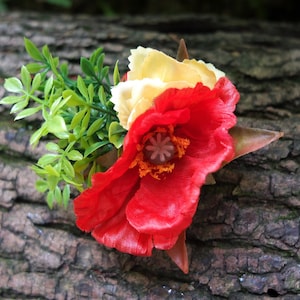hair clip with red poppy