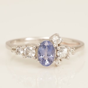 Bague de fiançailles améthyste, bague diamants, bague de naissance de février, bague d'anniversaire améthyste unique, bague de promesse