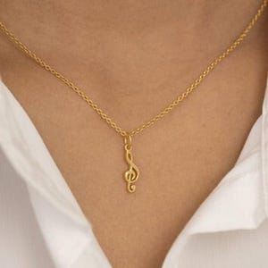 Treble Clef Music Note Necklace, Music Note Pendant, Treble Clef Music Note Charm Necklace, Gift For Musicians