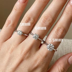 7.5mm Moissanite Solitaire Engagement Ring, 4-Prong Moissanite Bridal Ring, Fancy Ring, Bridal Promise Ring