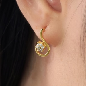 Pendientes de diamantes en racimo, pendientes de boda en racimo, regalo para mujer, pendientes de botón de flor, pendientes colgantes en racimo, regalo para ella