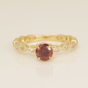 Art Deco Garnet Engagement Ring, January Birthstone Ring, Marquise Vintage Wedding Ring, Anniversary Ring Gift for Her