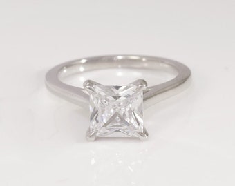 Diamant-Solitär-Verlobungsring im Princess-Schliff, 9 x 9 mm Diamant-Jubiläumsring, Braut-Versprechensring-Geschenk für Frauen