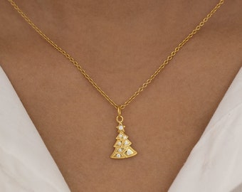 Christmas Tree Necklace, Christmas Pendant Charm, Pine Tree Necklace, Tree of Life Pendant, Christmas Tree Jewelry