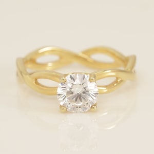 Twisted Diamond Engagement Ring, Diamond Infinity Ring, Bridal Solitaire Promise Ring, Anniversary Ring Gift for Her