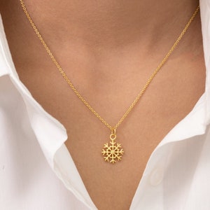 Collana minimalista con fiocco di neve, collana con cristalli di ghiaccio, collana invernale, collana con fiocco di neve per donna, collana natalizia