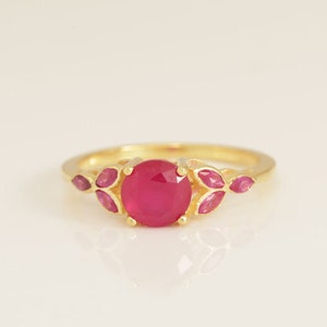 Art Deco Ruby Engagement Ring, July Birthstone Ring Gift for Her, Ruby Anniversary Ring, Ruby Wedding Ring