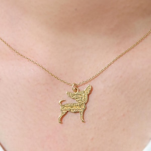 Chihuahua Dog Pendant Necklace, Minimalist Dog Charm Necklace, Dog Lover Memorial Necklace, Memorial Gift