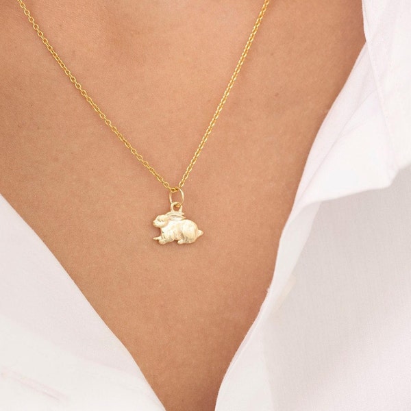 Rabbit Charm necklace, Bunny Pendant Necklace, Pet Memorial Jewelry, Rabbit Lover Gifts, Layering Necklace