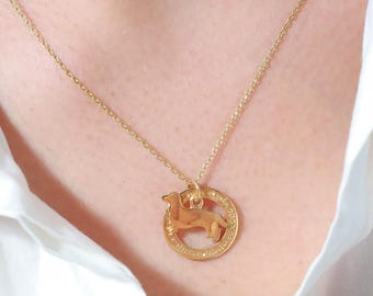 Dachshund Dog Necklace, Minimalist Dog Necklace Gift for Her, Gift for Dog Lover, Memorial Necklace Gift