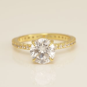 6.5 MM Solitaire Diamond Engagement Ring, 4 Prong Solitaire Engagement Ring for Women, Vintage Diamond Ring, Bridal Promise Ring