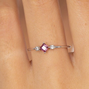 Princess Cut Ruby Engagement Ring, Vintage Wedding Ring, July Birthstone Ring, Anniversary Ring Gift for Her