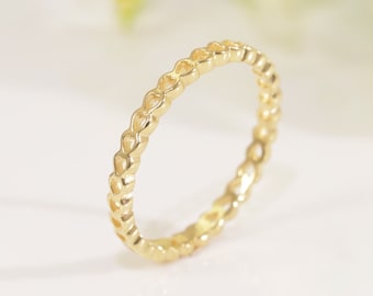 Anello cuore minimalista, Anello cuore infinito in oro massiccio 14K, Anello impilabile, Anello di promessa per lei, Anello di promessa