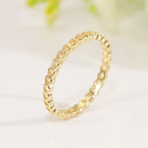 Minimalist Heart Ring, 14K Solid Gold Infinity Heart Ring, Stacking Ring, Promise Ring for Her, Promise Ring