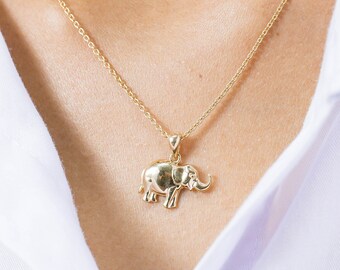 Elephant Necklace, Elephant Charm Pendant, Good Luck Necklace for Her, Layered Necklace, Animal Jewelry, Gift for Animal Lover