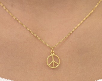 Peace Sign Symbol Necklace, Peace Charm Pendant, Hippie Necklace, Peace Symbol Jewelry, Boho Necklace Gift for Her