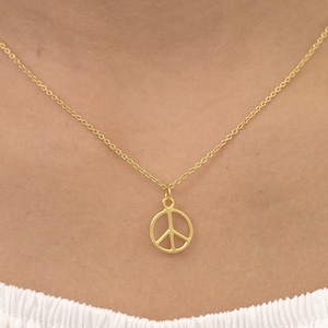 Peace Sign Symbol Necklace, Peace Charm Pendant, Hippie Necklace, Peace Symbol Jewelry, Boho Necklace Gift for Her