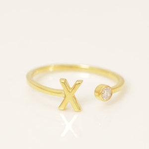 Personalized X Initial Rings, Open Cuff Ring, Dainty Initial Ring, Letter Name Ring, Gold Letter Ring, Stackable Letter Ring