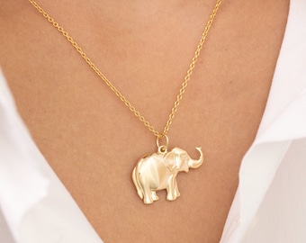 Minimalist Elephant Necklace, Elephant Charm Necklace, Animal Jewelry, Elephant Pendant, Gift for Animal Lover