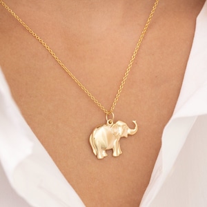 Minimalist Elephant Necklace, Elephant Charm Necklace, Animal Jewelry, Elephant Pendant, Gift for Animal Lover