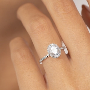 1.25 CT Oval Diamond Engagement Ring, Fancy Engagement Ring, Halo Ring, Gift For Her