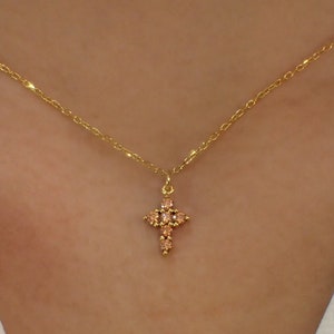 Italian Design Multi Colour Diamonate Golden Cross Necklace
