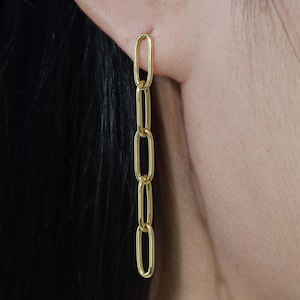 Paperclip Link Chain Drop Stud Earring, Chain Link Earrings, Minimalist Earring, Chain Drop Earrings, Gifts for Her