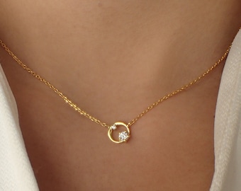 Karma Necklace / Diamond Circle Necklace / Minimalist Cluster Necklace / Layering Necklace Gift for Her