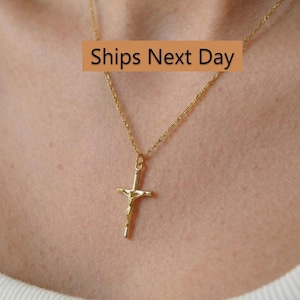 Crucifix Cross Necklace, Crucifix Pendant Necklace, Minimalist Cross Jewelry for Women, Religious Necklace, Christmas Jewelry Gift image 5