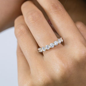 Trellis Diamond Eternity Ring, 14K Solid Gold Diamond Wedding Band, Full Eternity Diamond Stackable Ring, Anniversary Ring
