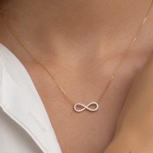 Unendlichkeit Halskette / Vergoldete Diamant Unendliche Liebe Halskette / 925 Sterling Silber Charm Halskette