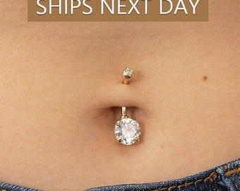 Diamond Belly Button Ring, Small Ring, Belly Ring, Diamond Ring