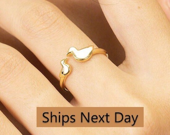 Duck Ring, 18K Gold Duck Ring, Dainty Animal lover Jewelry, Minimalist Animal Jewelry, Gift For Daughter and Mom