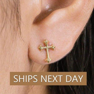 Cross Stud Earrings, Stud Earrings, Religious Earrings Gifts, Minimalist Earrings, Gift For Her