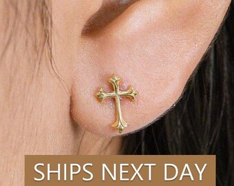 Cross Stud Earrings, Stud Earrings, Religious Earrings Gifts, Minimalist Earrings, Gift For Her