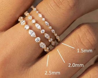 Art Deco Moissanite Wedding Band, Half Eternity Stackable Wedding Ring, 18K Gold Matching Band, Gift for Her