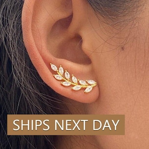 Marquise Unique Earring Climber / Ear Crawlers Earrings / Ear Climber Earrings / Bridesmaid Gift / Minimalist Earring / In Stock