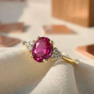 Ovale robijnrode verlovingsring, gedraaide wijnstok beloftering voor vrouwen, geboortesteen juli, cadeau geboortesteen