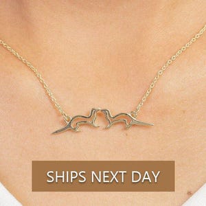 Kissing Sea Otters Necklace, Lover otter Necklace, Sea Otter Pendant, His and Her Jewelry, Animal Necklace