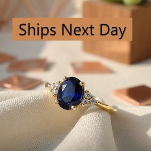 Blauer Saphir Ring Sterlingsilber, Oval Blauer Edelstein Verlobungsring, Twisted Vine Versprechen Ring für Frauen