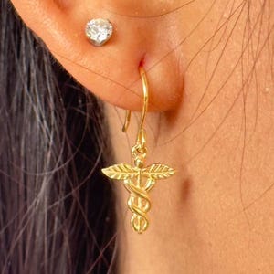 Caduceus Earrings Graduation Gift for Her Dangle Drop Caduceus Earring Caduceus Medical Jewelry Earrings for Doctor Nurse