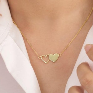 Elegant  Heart Necklace, Minimalist Heart Charm, 925 Sterling Silver Dainty Heart Necklace, Heart Link Pendant