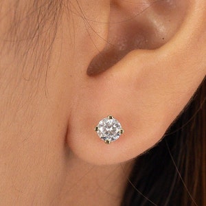 5mm Moissanite Stud Earrings, 14K Solid Gold Moissanite Studs, Wedding Earrings, Bridesmaid Gift, Graduation Gift