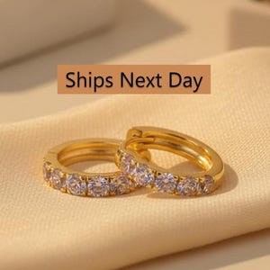 Tanzanite Hoop Earrings, December Birthstone Gift, Five Stone Huggie Hoops, Minimal Bridal Earrings for Women