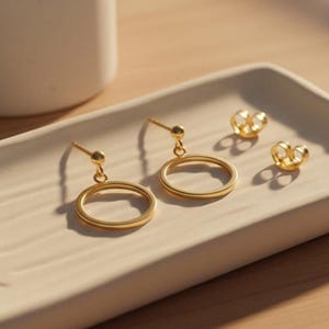 Open Circle Stud Earrings, Circle Drop Earrings, Dainty Stud Earrings, Minimalist Earrings Gift for Women
