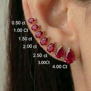 Atemberaubende Teardrop Rubin Ohrstecker in Gold - Rubin Edelstein Ohrring - Juli Birthstone edles Schmuck Geschenk für sie, verschiedene S